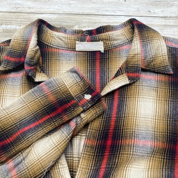 CP Shades Teton Tunic Shirt Sz S Brown Red Plaid Cotton Oversized Lagenlook - Picture 10 of 12